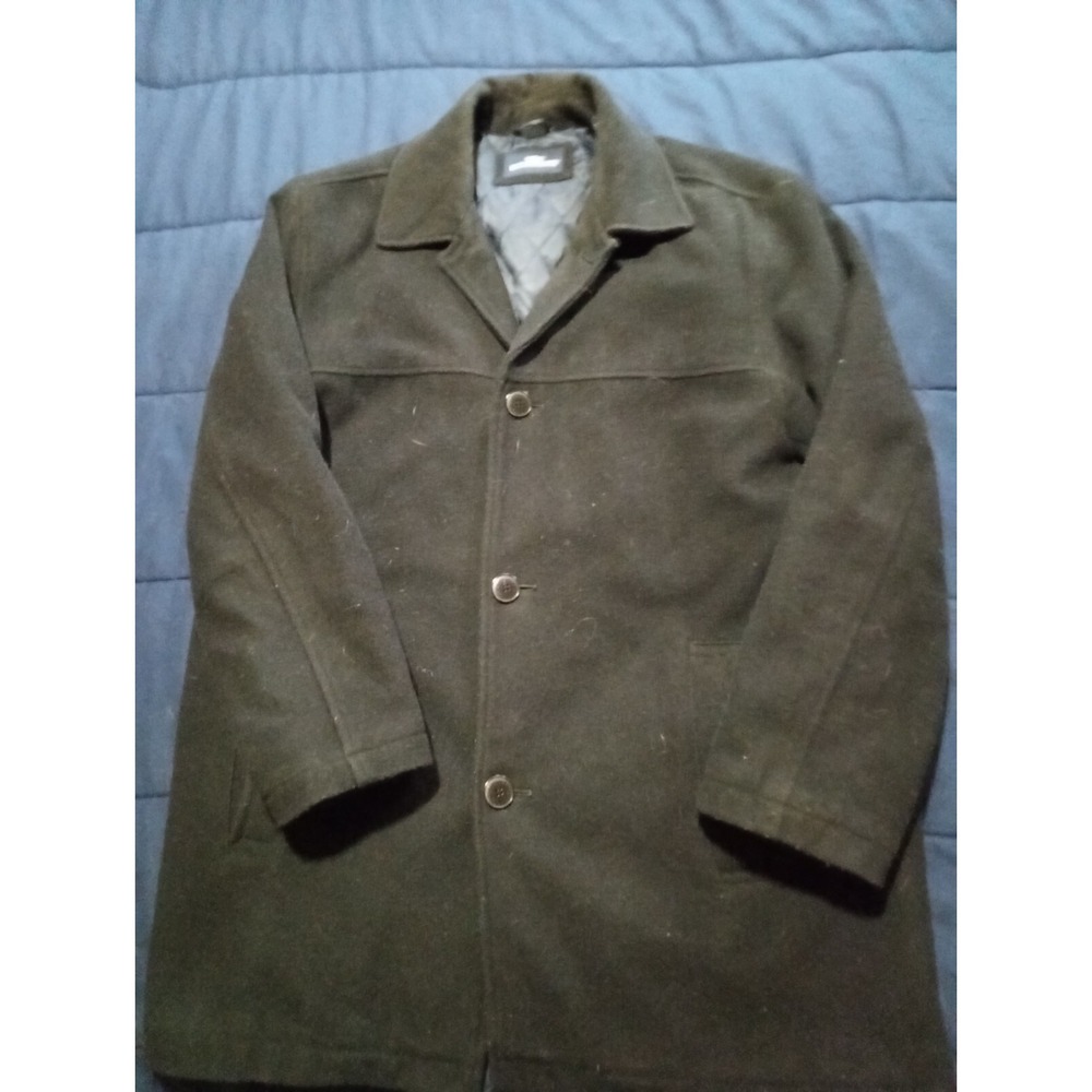 Dockers Men's Peacoat XL Winter Wool Blend Dark Gray‎ Quilted Lining